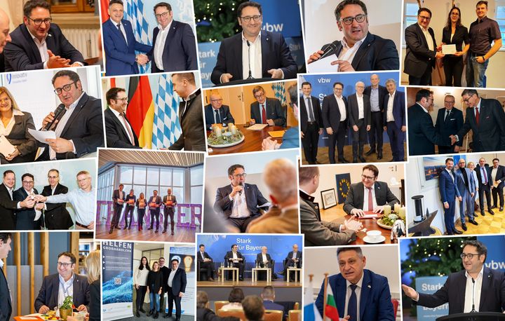Impressionen der Arbeit von Bayerns Wirtschaftsstaatssekretär Tobias Gotthardt im Dezember 2023.