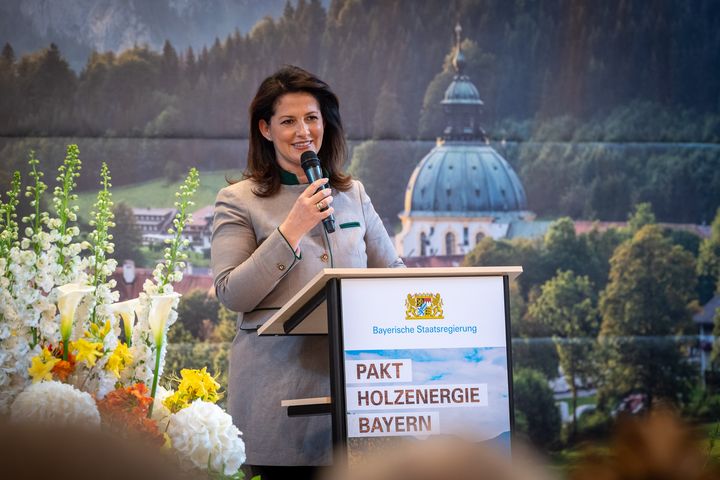 Bayerns Forstministerin Michaela Kaniber betont die große Bedeutung der Holzenergie.