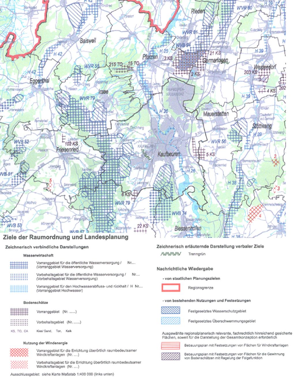 Beispiel Regionalplankarte: Ziele der Raumordnung und Landesplanung - ©