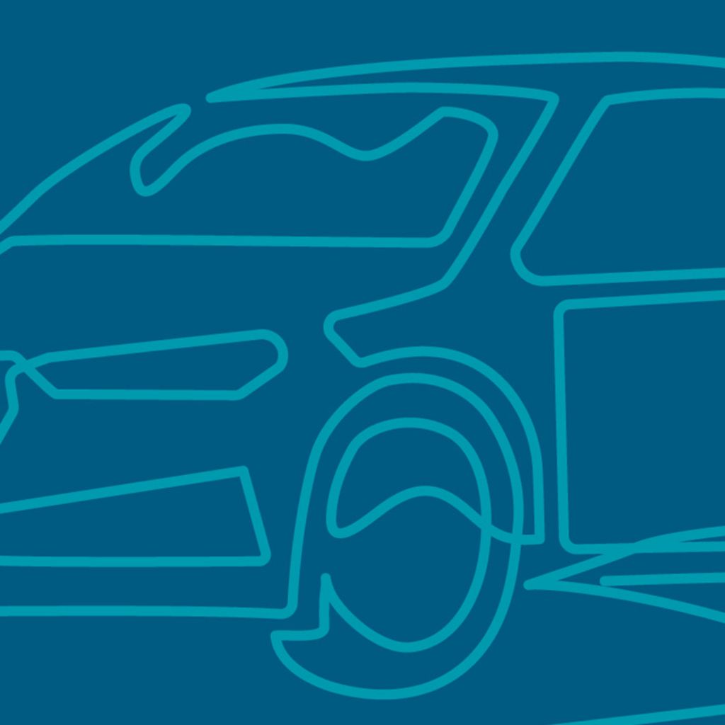 Schmuckbild: ein gezeichnetes modernes Auto auf dunkelblauem Grund 