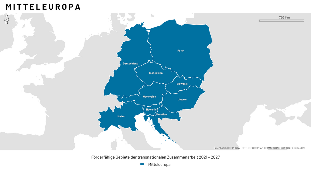 Programmraum Mitteleuropa Kartenausschnitt
