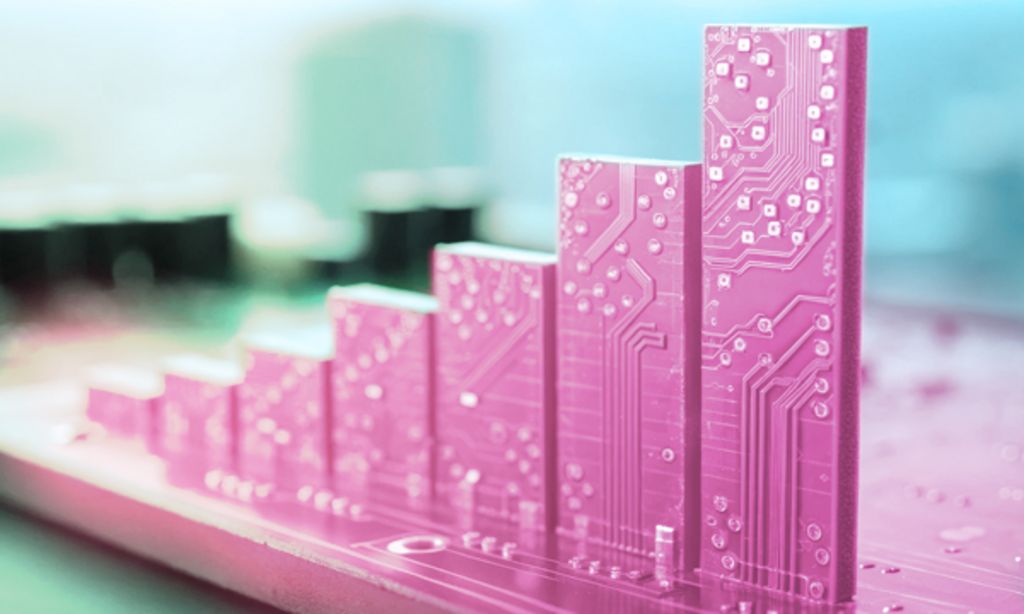 Größer werdende Balken mit Halbleiter-Design. 