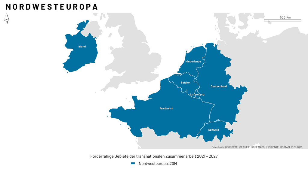 Programmraum Nordwesteuropa Kartenausschnitt