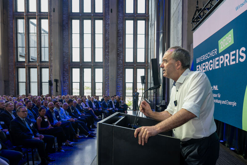 Bayerns Wirtschaftsminister Hubert Aiwanger bei seiner Rede (Foto: StMWi/A. Heddergott)