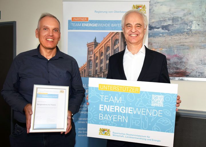Der Verein Bürgerwärme for Future wird von Regierungspräsident Dr. Konrad Schober in das Team Energiewende Bayern aufgenommen.